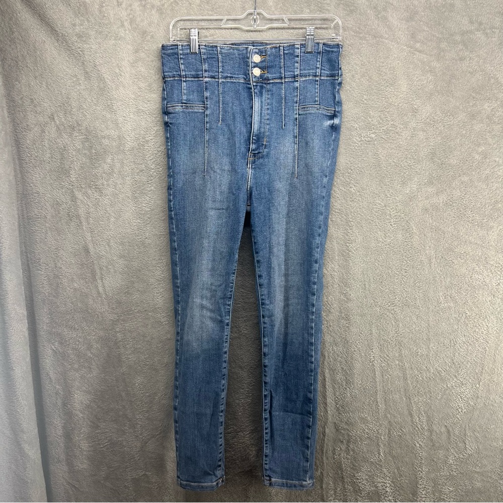 We The Free Women's Jeans Super High Rise Double Button Size 30 Light Wash Denim